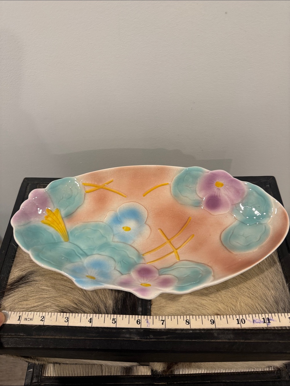 Avon Ware Vintage Floral Ceramic Serving Bowl - Pink, Aqua, Purple